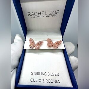 Sterling Silver CZ Butterfly Earrings